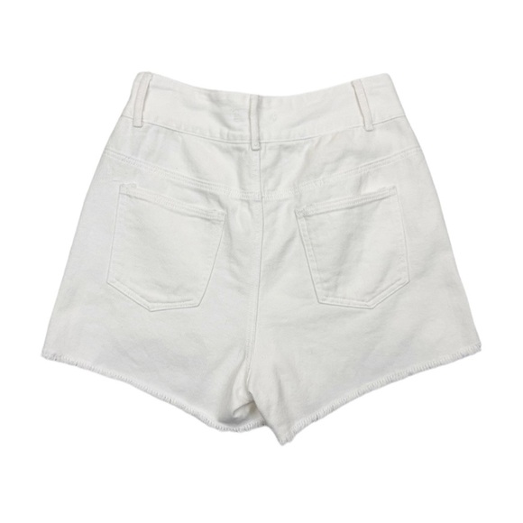 Cloud Ten Don’t Test Me High Waist Jean Shorts White Ripped Distressed Medium - Picture 4 of 7